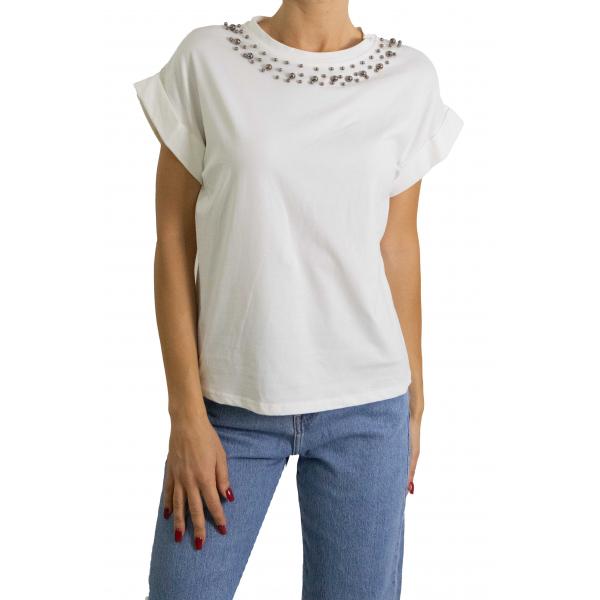 Maglia girocollo con perle in argento 